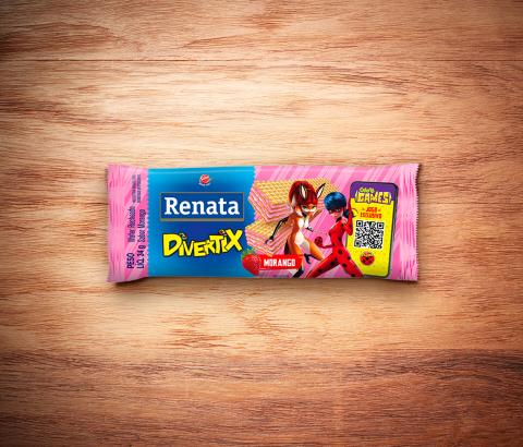 Embalagem Renata Mini Wafer Divertix Morango