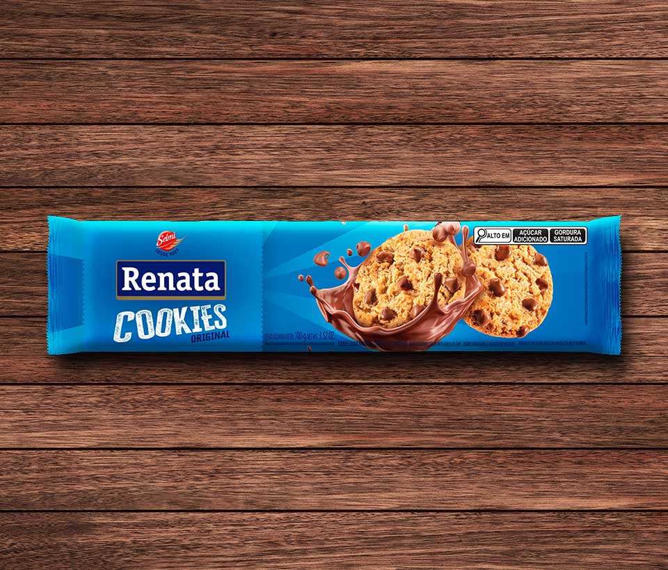Embalagem Cookies Renata Sabor Baunilha Com Gotas De Chocolate - 100g