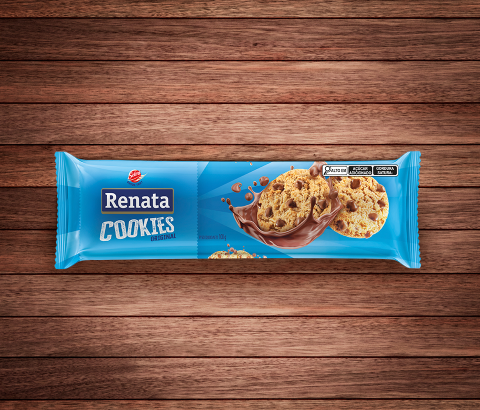 Embalagem Cookies Renata Sabor Baunilha Com Gotas De Chocolate - 100g