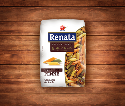 Embalagem Macarrão Penne Tricolori Grano Duro Renata Superiore