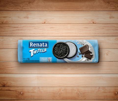 Embalagem Biscoito Renata Twitter De Chocolate Com Recheio Sabor Baunilha