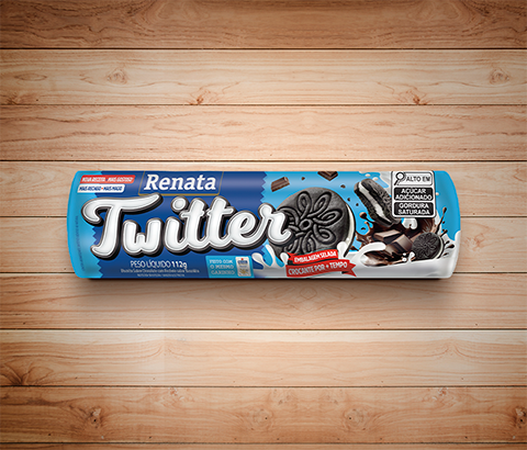 Embalagem Biscoito Renata Twitter De Chocolate Com Recheio Sabor Baunilha