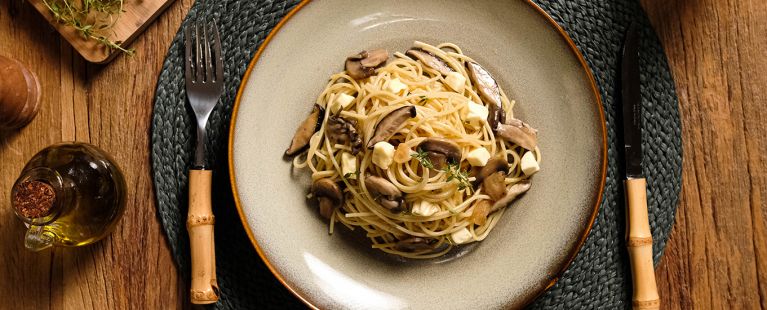 Macarrão Orgânico com Cogumelos