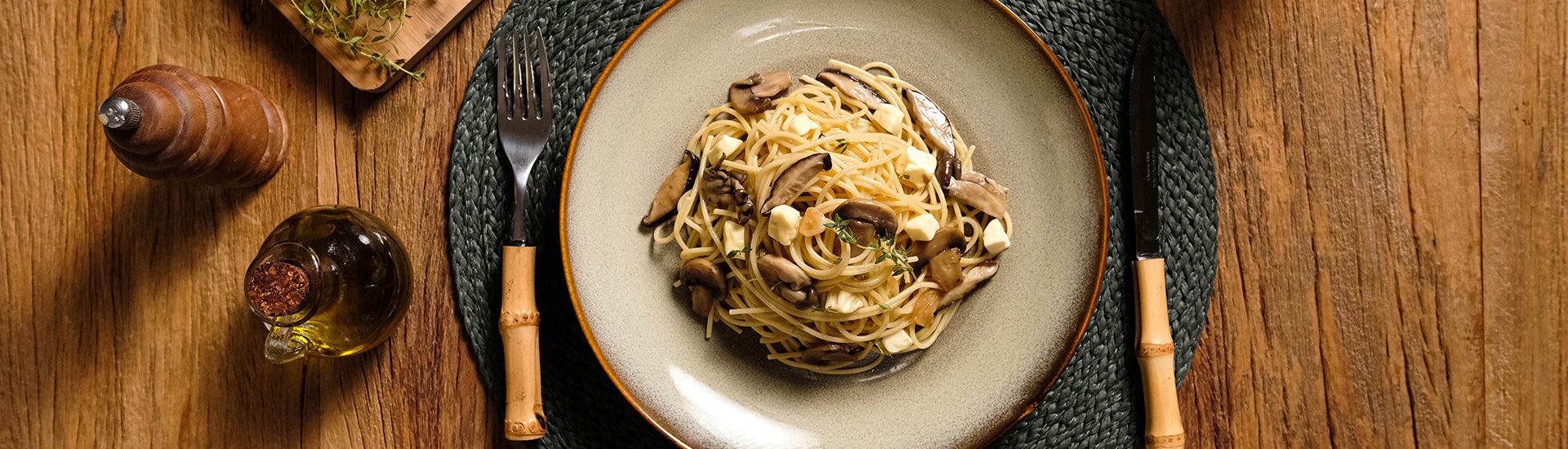 Macarrão Orgânico com Cogumelos