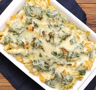 Receita Macarrão com espinafre gratinado