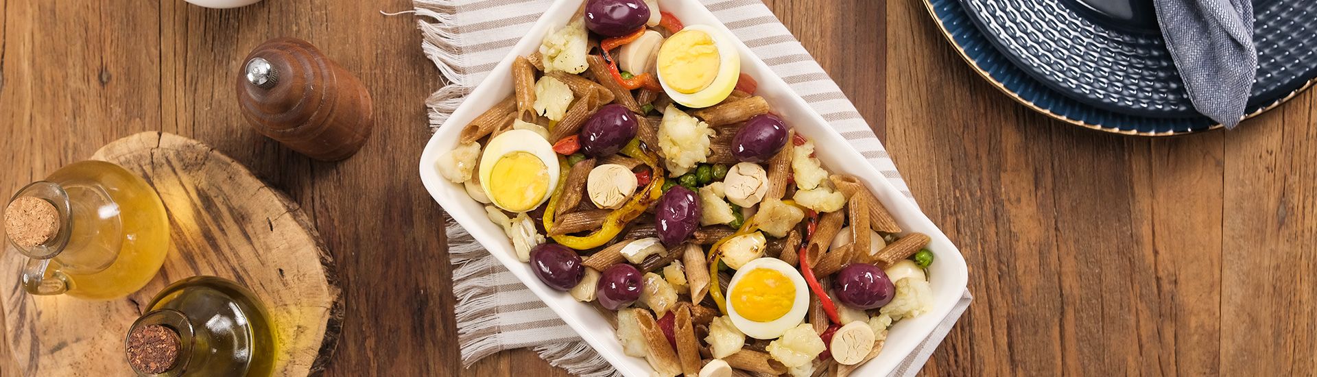 Macarrão integral com bacalhau ao forno