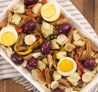 Receita Macarrão integral com bacalhau ao forno