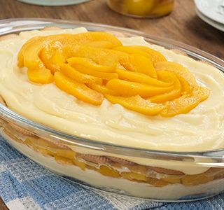 Receita Pavê de pêssego em calda