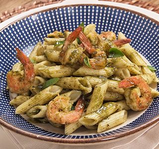 Receita Penne com Camarão e Pesto