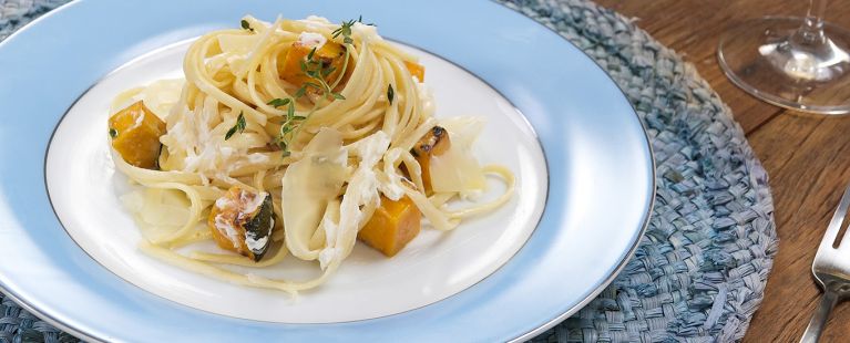 Linguine com Abóbora Assada e Mascarpone