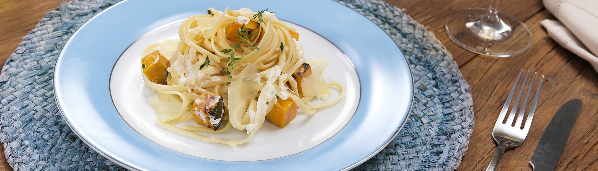 Linguine com Abóbora Assada e Mascarpone