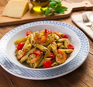 Receita Penne com Camarão ao Pesto
