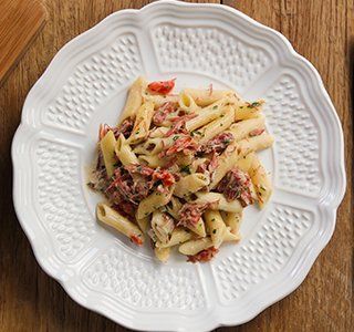 Receita Penne com Carne Seca