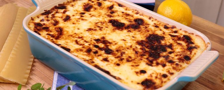 Lasanha cremosa de bacalhau