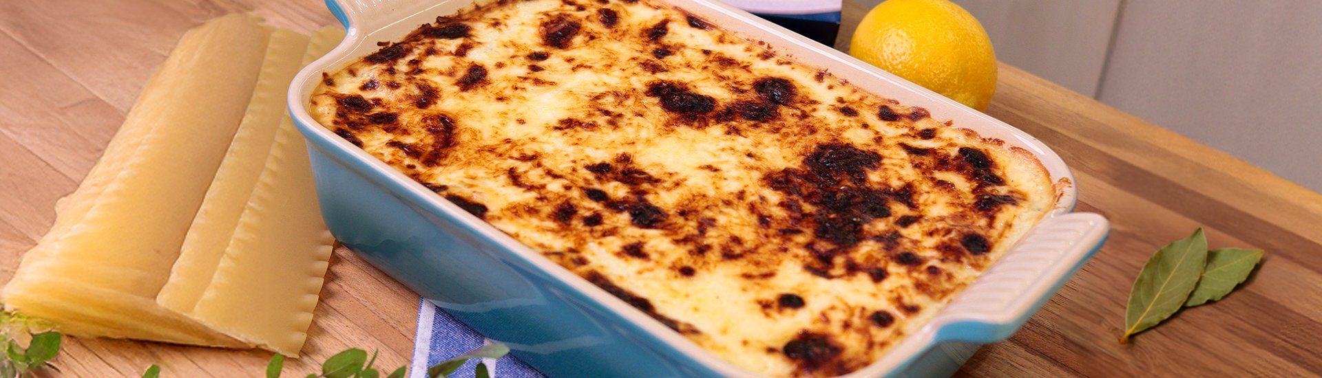 Lasanha cremosa de bacalhau