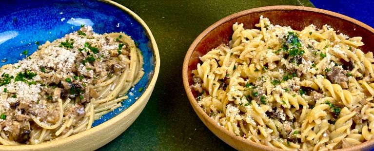 Espaguete Sem Glúten com Molho Cremoso de Cogumelos