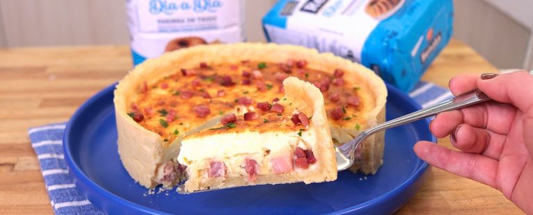 Quiche Lorraine de Queijo e Bacon