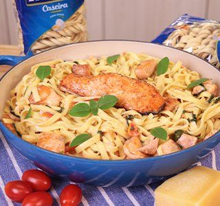 Receita Talharim com Salmão e Espinafre